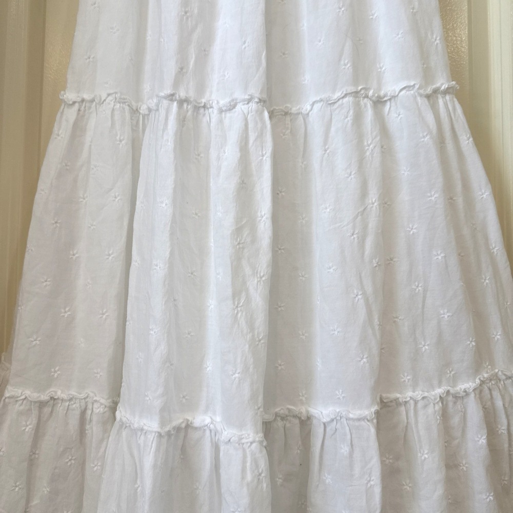 Old Navy White Prairie Tiered Maxi Dress Sz M Embroidered Floral Cottagecore - Picture 4 of 10